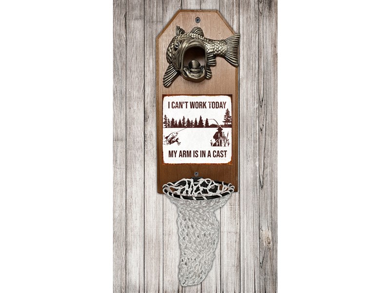 Largemouth Bass Wall Mount Bottle Opener I Can't Work Today Cast